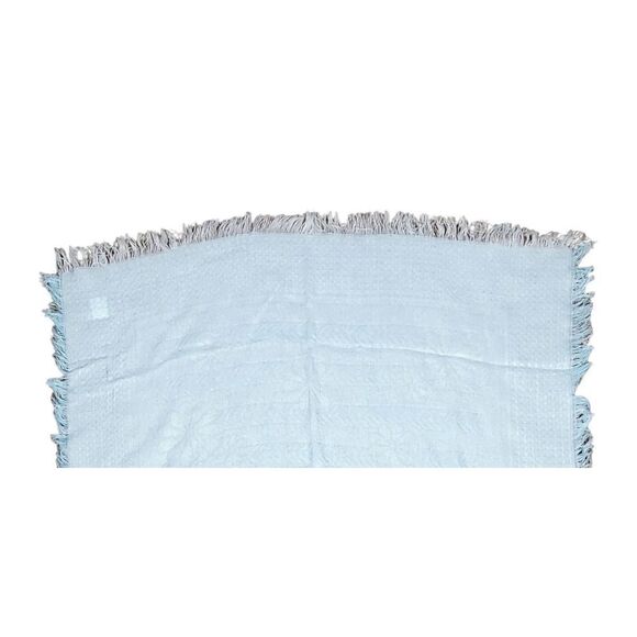 Vintage Blanket Waffle Weave Blue Fringe Baby Japan 100% Acrylic Specialty Kids - Picture 4 of 8